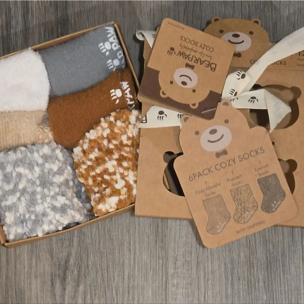 BearPaw‎ 6-PK Infant Cozy Socks w/Grippers